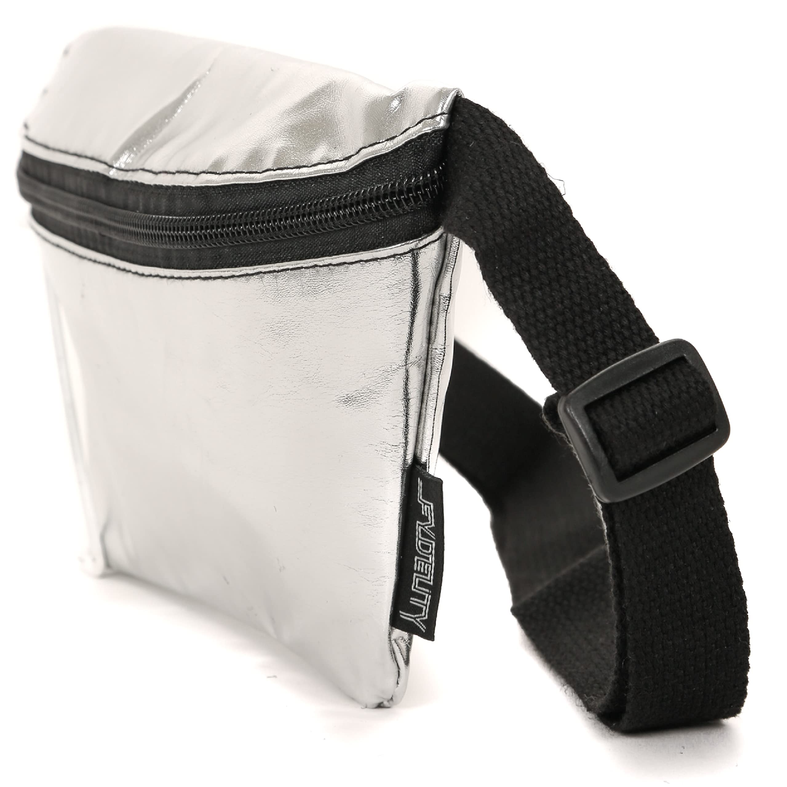 FYDELITY- Ultra-Slim Fanny Pack: METALLIC Silver | Fashion, Festival, Clubbing, Casual, Day, Cute, Elegant, Subtle …