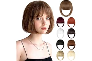 Fanguilar Bangs Hair Clip in Bangs Hair Extensions Hair French Bangs Hair Clip on Bangs Hair Fake Bangs Clip in With Temples Hairpieces for Women Natural for Daily Wear