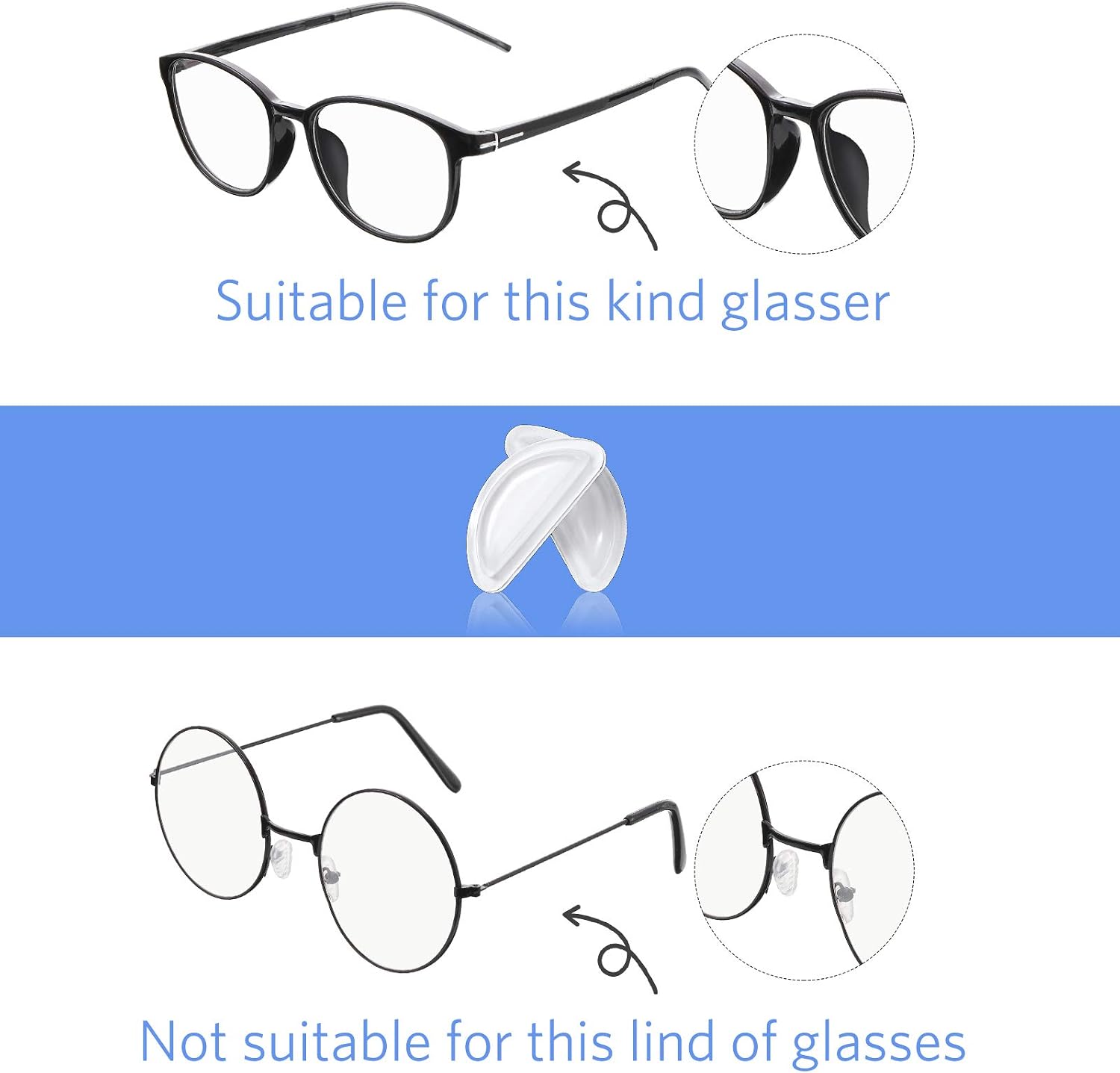 Air Bag Nosepads Adhesive Eyeglass Nose Pads Anti-Slip Nose Pads Comfortable Air Chamber Nose Pads 3.5 mm/ 0.4 inch Thickness for Full Frame Eyeglasses Sunglasses (48 Pairs) - Image 5