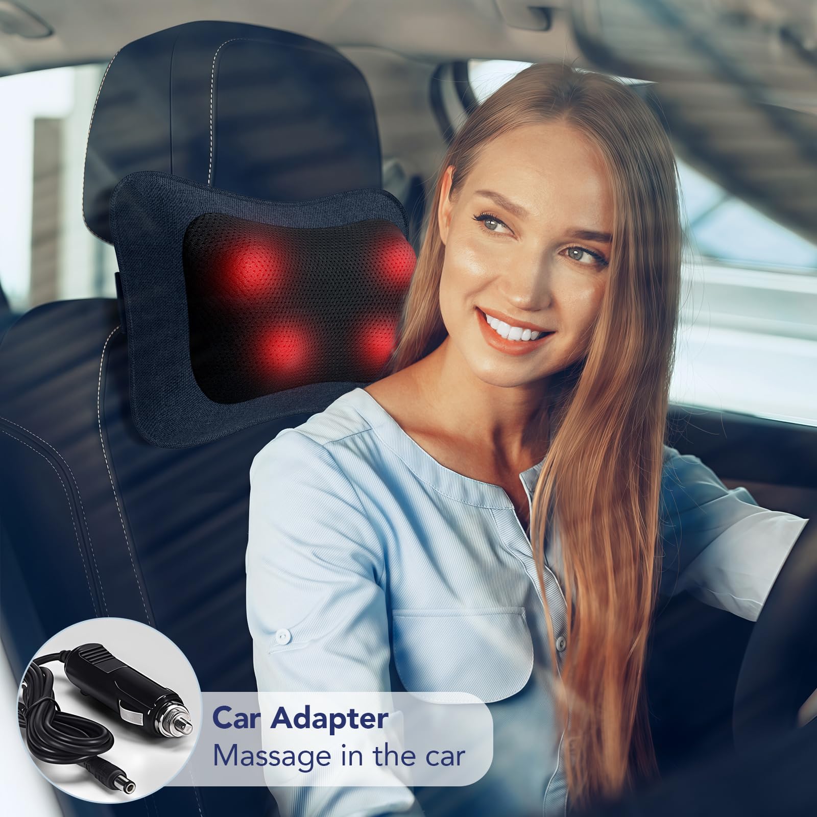 Mo Cuishle Electric Shiatsu Back Massager with Heat - Powerful 3D Kneading for Neck, Shoulder, Lower Back Pain Relief - Ergonomic Design for Home, Office, & Car - Gifts for Women, Men, Mom & Dad