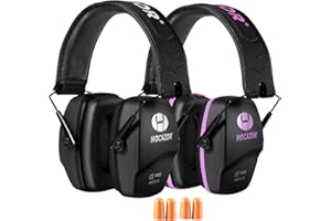 Hocazor Shooting Ear Protection NRR 26dB Suit for Shooters Hunting Range Racing Concert Sports Events Airports - Black&Purple HO1006