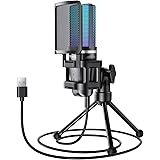 TONOR RGB Micrófono para PC, USB Mic de Condensador para Streaming y Gaming, Patrón Polar Cardioide para Podcast y Youtube, S