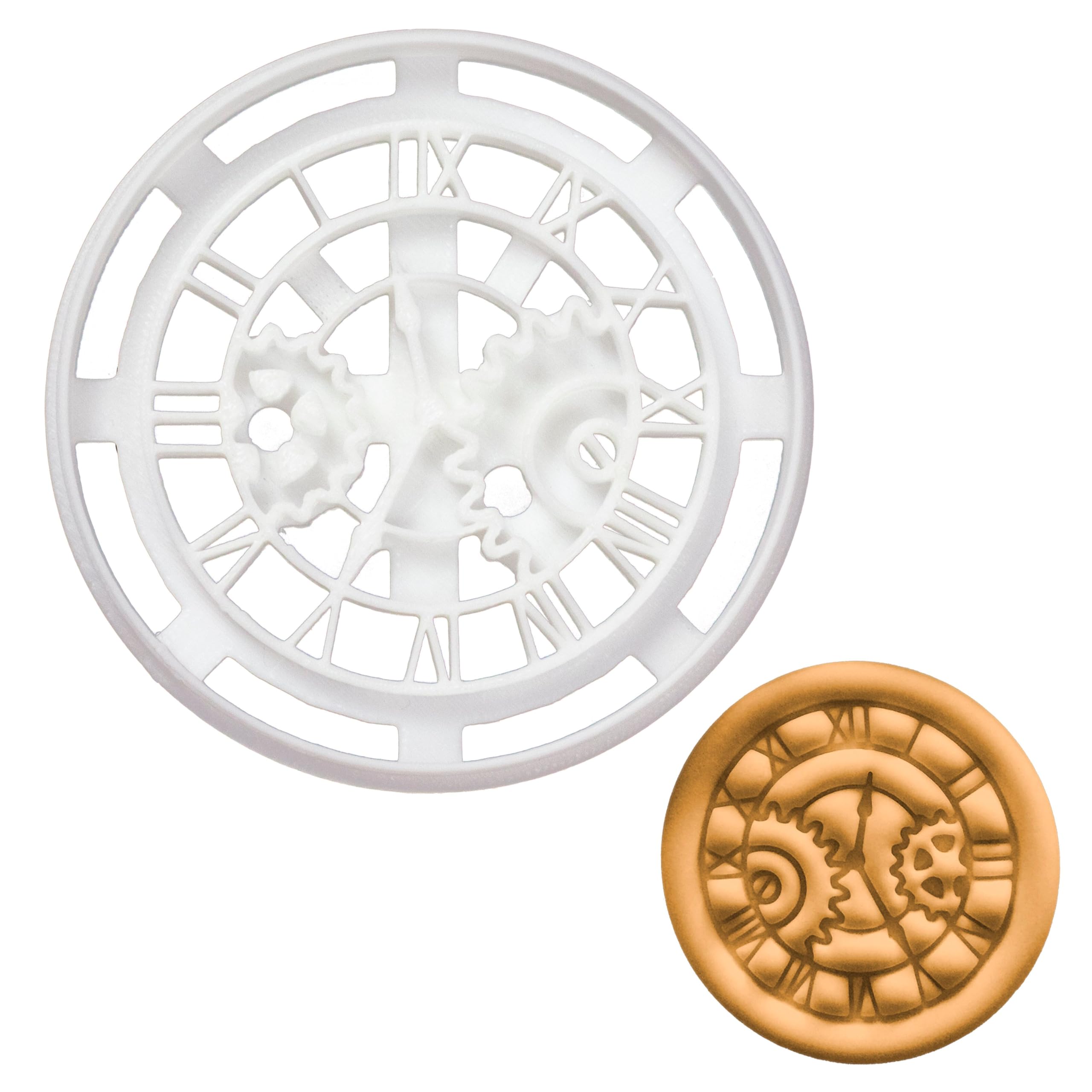 BAKERLOGY Steampunk Clock Cookie Cutter - Detailed Biscuit Cutter Design for Baking and Crafts, Ideal on Fondant, Dough, Clay
