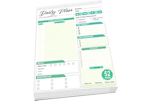 HOMIEX Daily Plan Notepad, 52 Sheets 8.5" X 11.5" Daily for To-Do Lists, Habit Tracking, Academic Scheduling, and Productivity Goals - Perfect for Work, Home, and Office Organization - Turquoise Style