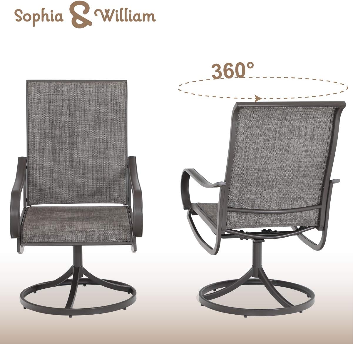 Sophia & William Patio Dining Set, 1 Square 37"x 37" Umbrella Table, 4 Swivel Chairs Furniture Set for Outdoor Garden Lawn Pool Metal Frame Easy to Care Weather Resistant: Garden & Outdoor