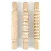 Kang&amp;Chang 8 Inch Wooden Embossed Textured Rolling Pins, 3 Pack | For Home Decor &amp; Adult DIY Craft Projects, Great for Clay, Pottery &amp; Handmade Art Creation