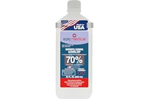 Epic Medical Supply Isopropyl Rubbing Alcohol 70% USP, 32 oz. Bottle, Multipurpose First Aid Antiseptic for Minor Wounds, Cuts, and Scrapes (32.00 Fl Oz Pack of 1)