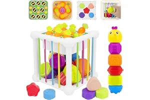 BYFWH Activity Cube Baby Toys Montessori Learning Sensory Educational Toys for Toddlers 18-48 Months Educational Learning Activities, Busy Cube Activity Table for 1 Year Old (Yellow)