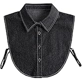 Black Denim Dickie Collar for Women, Detachable Dickey Half Shirt, Dickey Collar Blouse for Women Girls