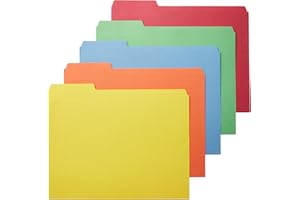 Amazon Basics File Folders with Tabs for Filing, AMZ401, Sturdy, Letter Size, Assorted Colors (100 Pack)