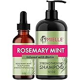 Mielle Organics Rosemary Mint Strengthening Hair Oil and Shampoo