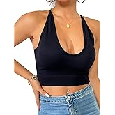 LISSMOMO 1-3 Pack V Neck Crop Tank Tops for Women Adjustable Spaghetti Strap Tank Tops Cropped Camisole Tops