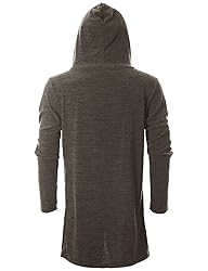 GIVON Men's Long Hooded Shawl Cardigan Open Front