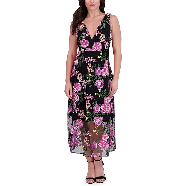 Vince Camuto Womens Embroidered Mesh Midi Dress, 2 Green at Amazon Women's  Clothing store