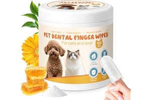 Pet Dental Finger Wipes 100pcs Universal for Cats and Dogs,Finger Toothbrush Wipes Design All-Natural Formula Reduces Plaque/