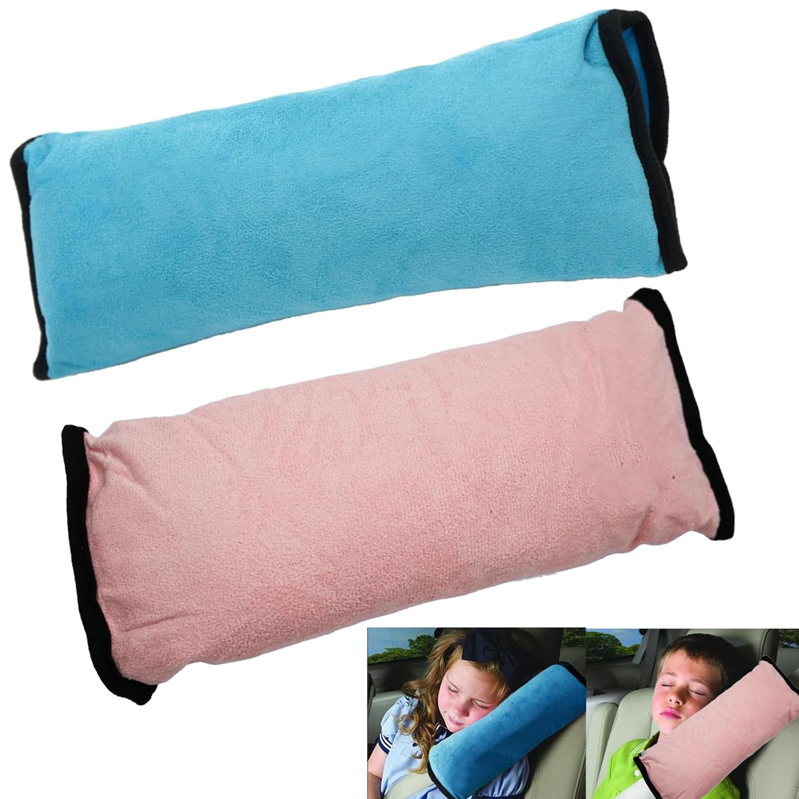 PeiDog 2PCS Seat Belt Pads for kids, Car Safety Belt Protect, Shoulder Pad Seat Belt Pads/Cushion/Pillow/for Child, Adjust Vehicle Seat Belt Cushion(Blue&Pink)
