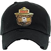 Smokey Bear Dad Hat Embroidered Adult Vintage U.S. Forest Service Cap Adjustable Hat (Black)