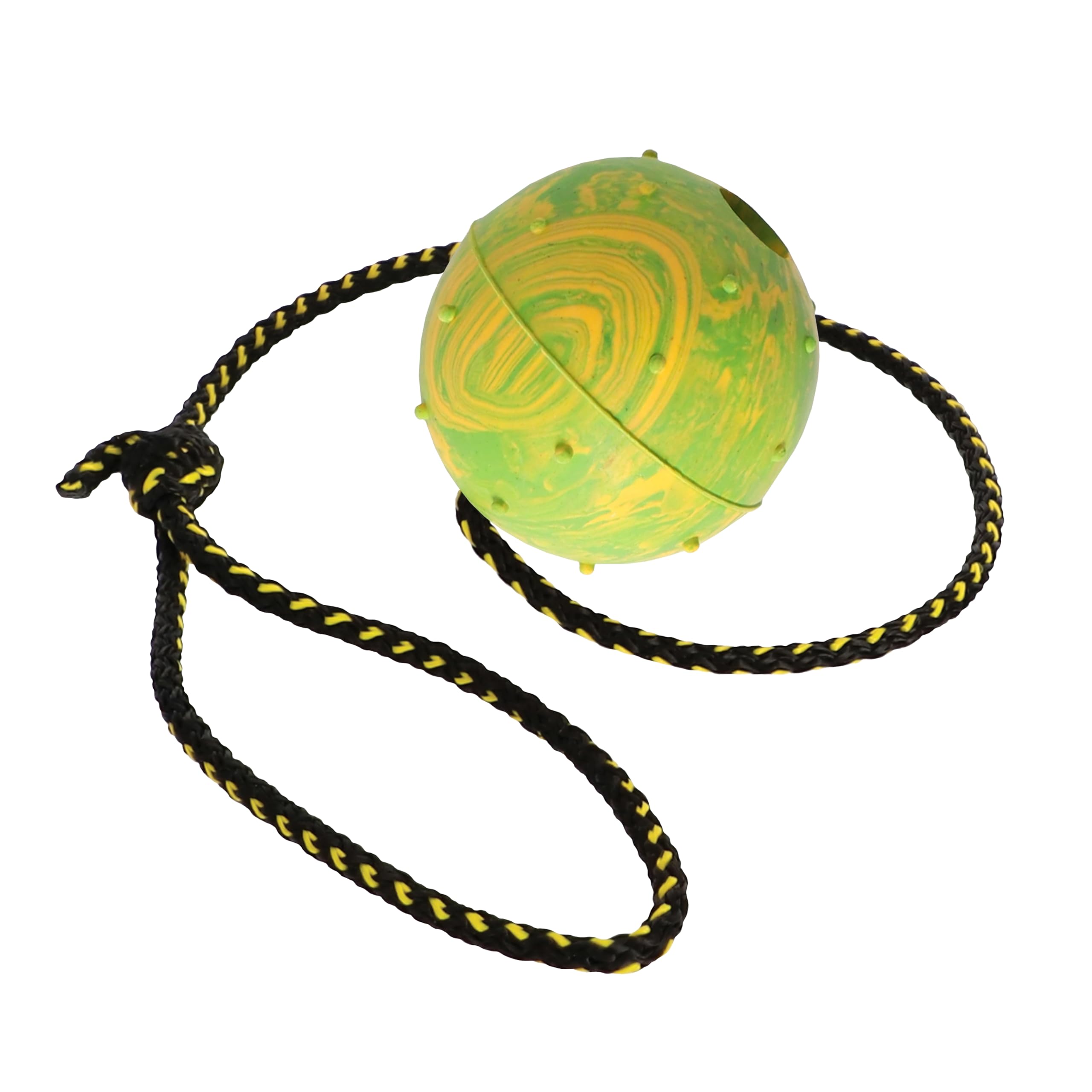 DINGO Nubby Dog Ball - Fully Rubber-Filled, with 60 cm Long Rope - Suitable for Fetching, Dog Sports, Agility, Playtime - Small Size - Random Colour (17320-2)