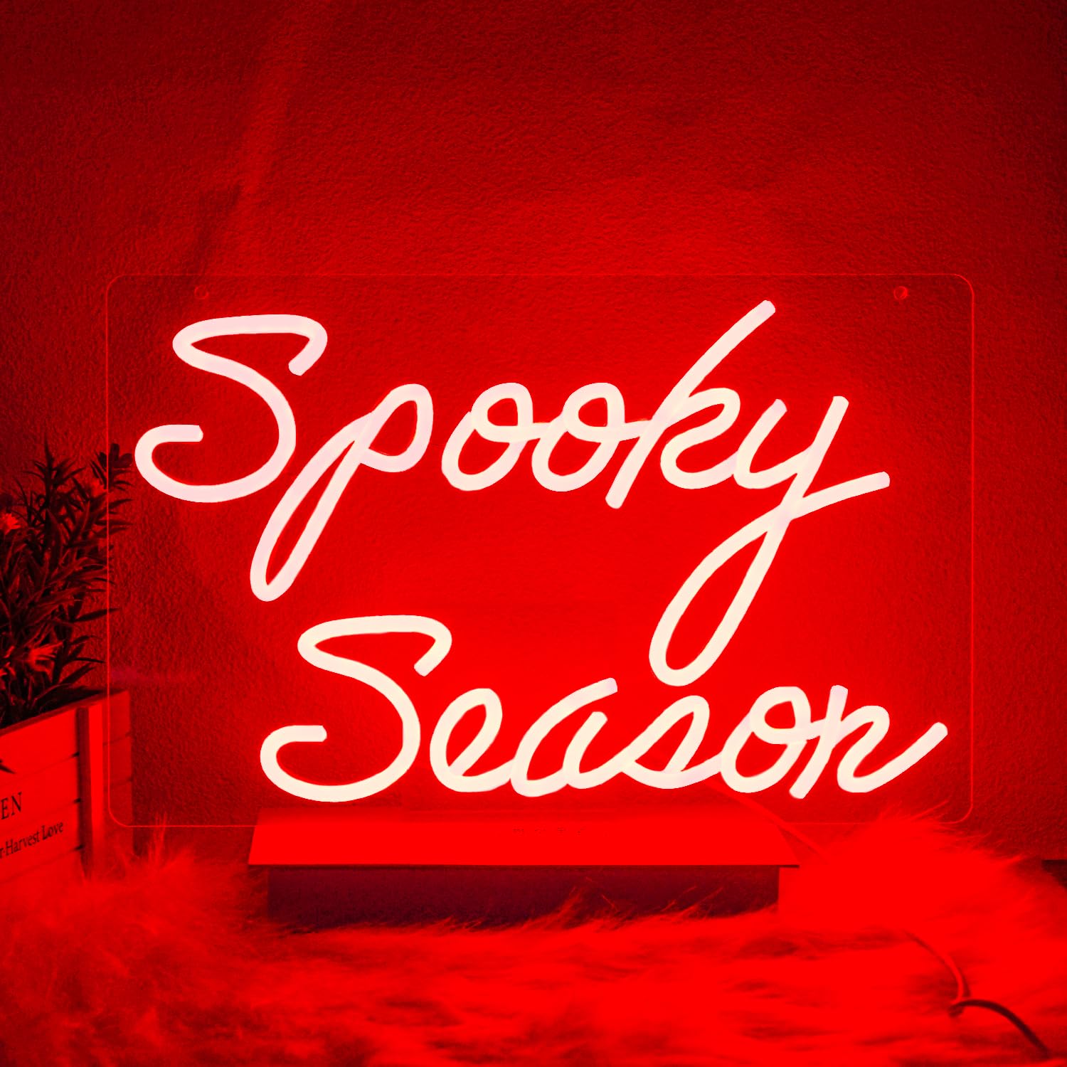 Photo 1 of Xixkilly Spooky Season Neon Sign for Halloween Decor Red Letter Neon Light Spooky Led Neon Signs Horror Led Neon Lights for Bedroom Halloween Shop Decoration