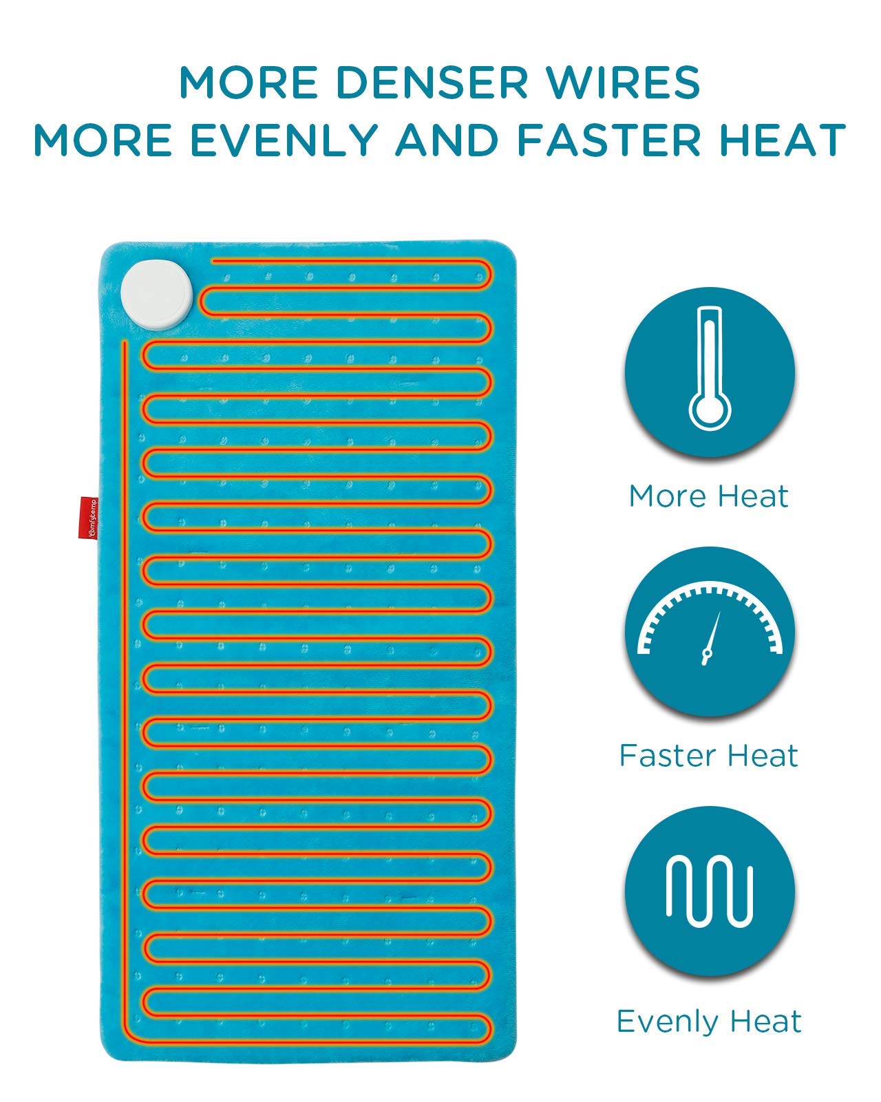 Heating Pad Upgraded, Comfytemp Electric Heat Pad | 9 Heat Setting, Stay On, 11 Timers Auto-Off, Ultra-Soft | 12 x 24 Inch Heated Pad for Cramps, Back Pain Relief, Neck and Shoulders, Machine Washable