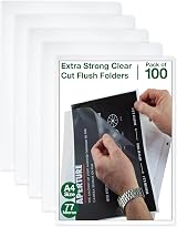SUMMIT A4 Plastic Wallets Pack of 100 Clear Flush Folders view 1