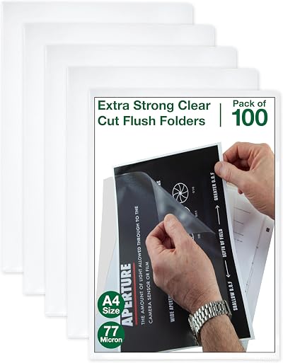 SUMMIT A4 Plastic Wallets Pack of 100 Clear Flush Folders