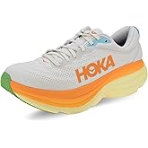 HOKA ONE ONE Mens Bondi 8 Textile Blanc De Blanc Solar Flare Trainers 12 US