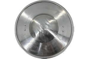 MedievalDepot Swashbucklers Rudimentary Buckler Shield – Overall 12" Carbon Steel Combat Shield with Wooden Grip, Defined Rim