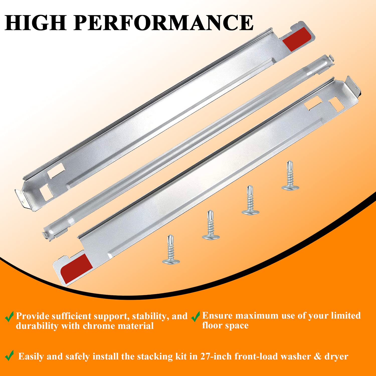 KSTK1 27-inch Laundry Stacking Kit Replacement for LG Washer & Dryer - Solid Metal with Chrome Coated