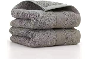 Lchkrep Bathroom Hand Towels (14x30 inch), Home Soft 100% Cotton Super Soft Highly Absorbent Hand Towels for Bath, Hand, Face, Gym and Spa (Gray-2 Pack)