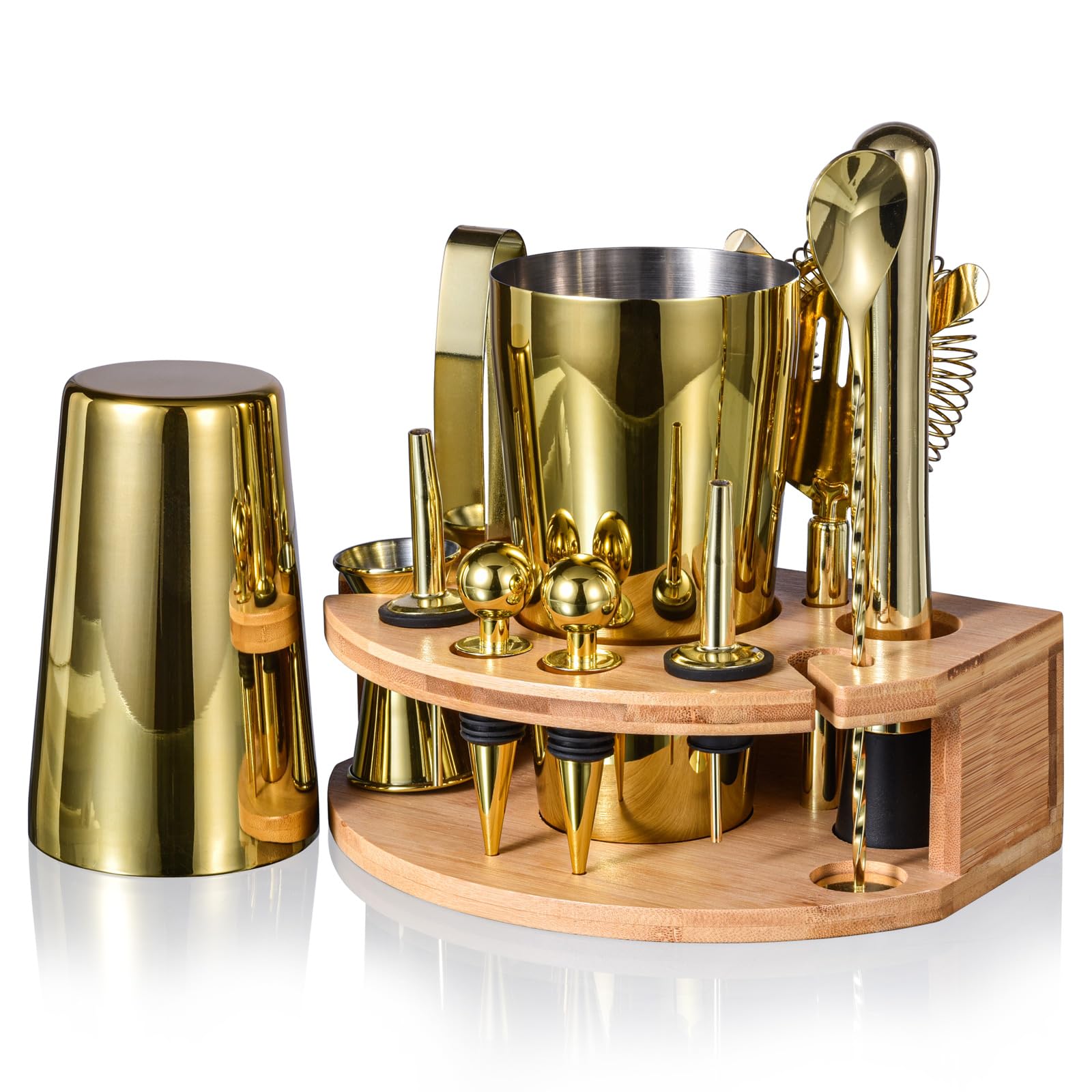 Esmula Cocktail Shaker Set, 750 ml, 12-Piece Stainless Steel Bartender Kit, Gift for Men, Women, Friends, Home Stylish Bar Tool Set with Cocktail Recipe Book (Gold)