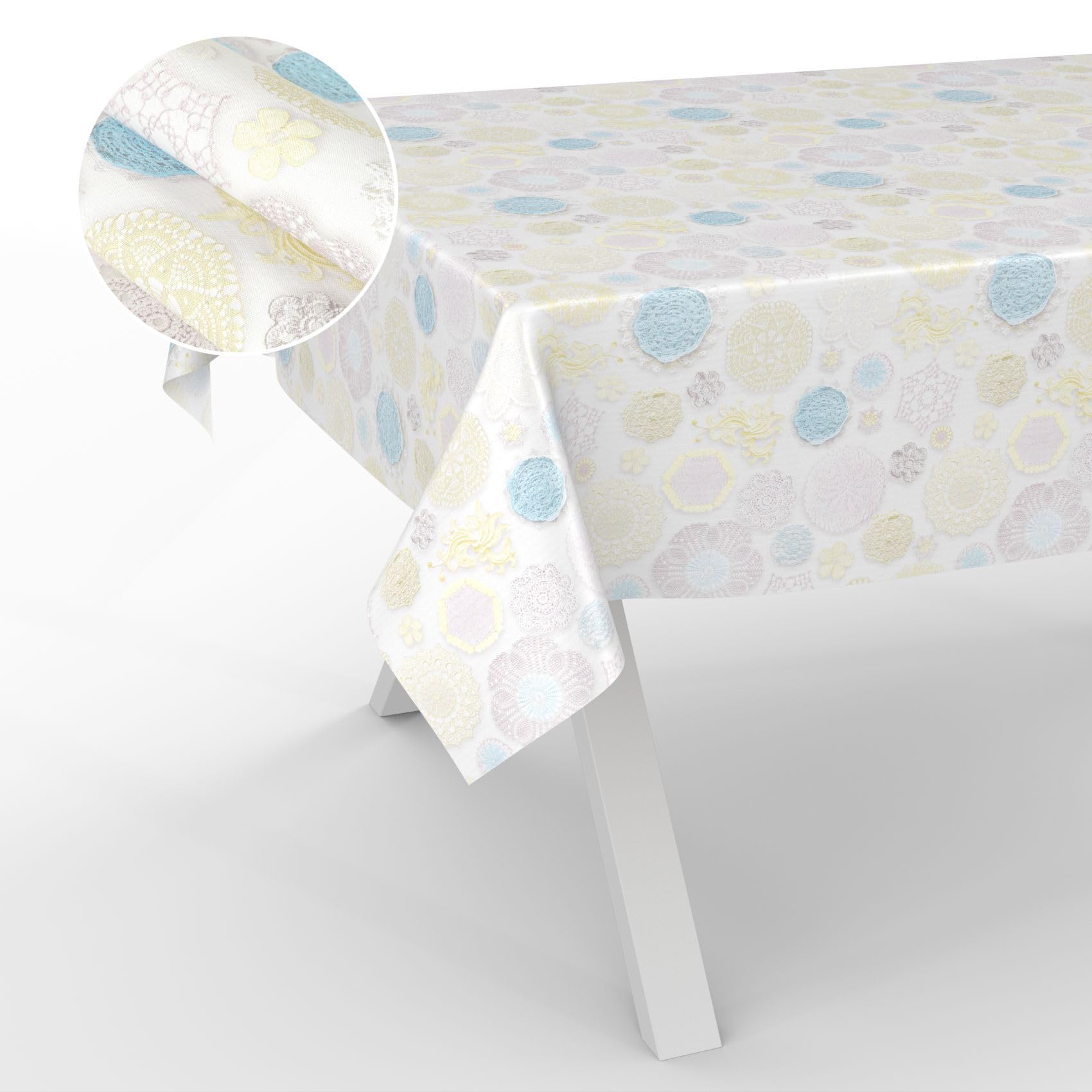 ANRO E45910D-100 Oilcloth Tablecloth Washable Oilcloth Garden Tablecloth Outdoor Indoor 100 x 140 cm Cut Edge Lace