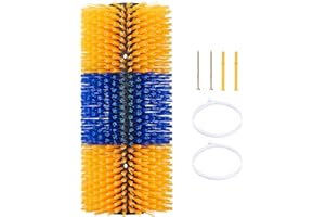 PYINLON Livestock Scratch Brush, Horse Brushes Cow Scratcher, Full Massage Grooming Brush Kit, Horse Grooming Kit, Relieve Itching on the Back for Horse, Cow, Goat, Pig (Blue-Yellow)