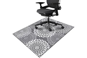 FUOXOWK Office Chair Mat for Hardwood & Tile Floor 36"x48",Boho Grey Computer Rolling Chair Mat Carpet Under Desk Non Slip Mandala Gaming Rug Low-Pile Large Protector Mat