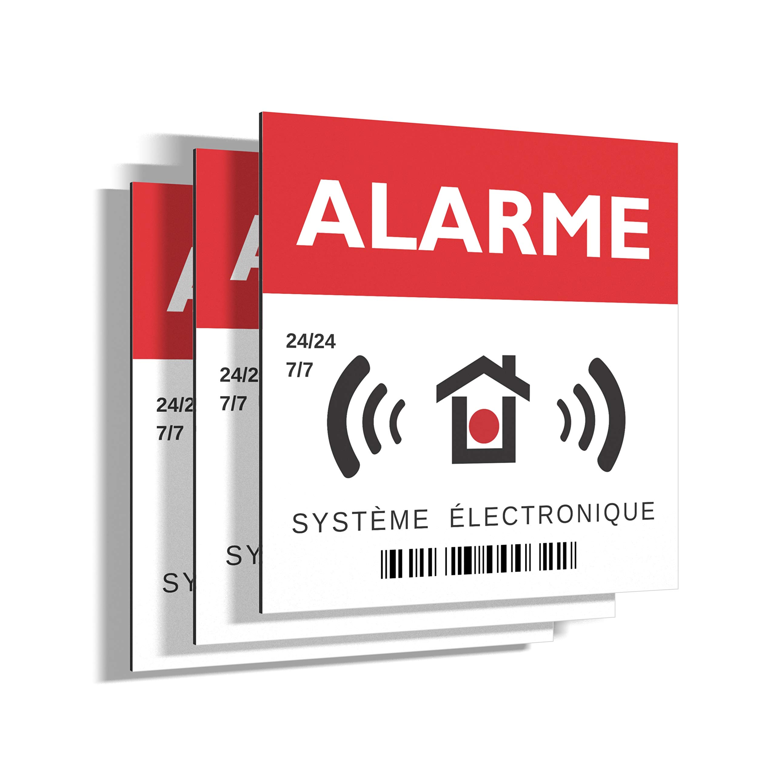 3 x Rigid Panels Alarm - Square 15cm - Very Strong - Aluminium (Non PVC) - For Surveillance / Camera - For Wall, Posts, Barrier...