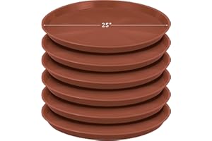 Eccliy 6 Pack Plastic Plant Saucer Heavy Duty Planter Saucers Large Plant Pot Saucers Plastic Water Trays for Indoors and Outdoors Flower Plant Plant Drip (Terracotta,25 Inch)