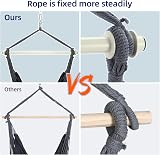 Ohuhu Hanging Chair Cotton Hammock Chair XL 150kg Dark Grey view 6