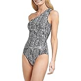 Calvin Klein Standard Shoulder Strap Starburst Pleating Removable Soft Cups One Piece Swimsuit