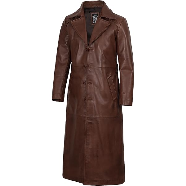 Classic Long Trench Coat - Genuine Leather Full Length Outerwear