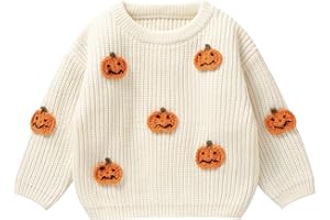 MAYUMMPY Toddler Baby Boy Girl Halloween Sweater Pumpkin Warm Pullover Sweatshirt Knitwear Knitted Fall Winter Clothes