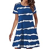 joyliveCY Womens Summer Dresses 2024 Casual Loose T-Shirt Short Sleeve Plus Size Flowy Sundresses with Pockets