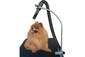 SHELANDY Dog Pet Grooming Table Hair Dryer Stand Hose Tube Holder Hands-Free Stainless Steel Groomers Adjustable Third Arm with Clamp