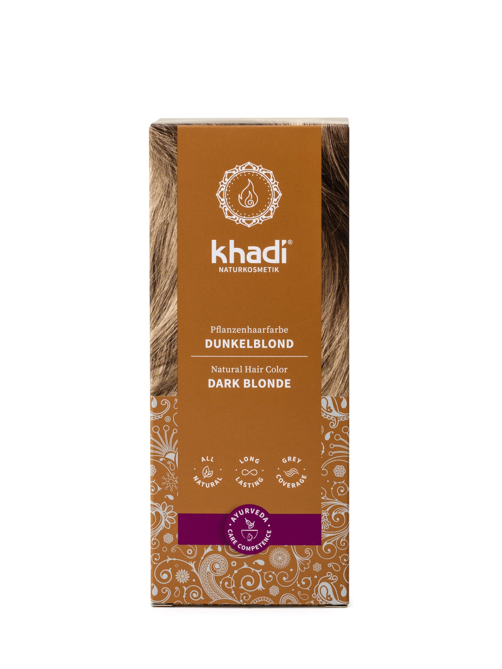 khadi DARK BLONDE Natural Hair Colour - Hair Colour for matte, medium ash blonde to rich dark blonde - 100% plant-based & natural - 100g