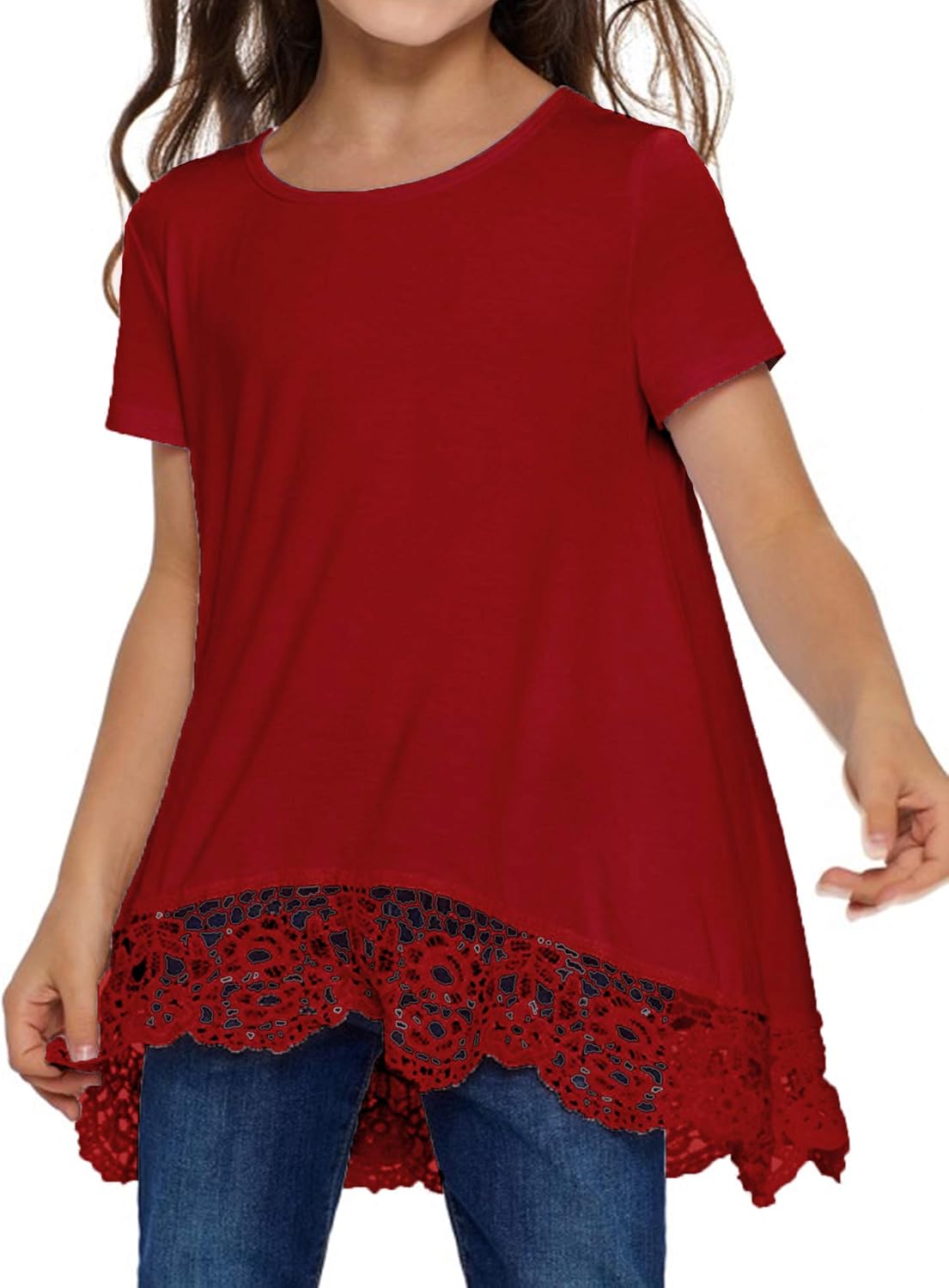 Arshiner Girls Casual Tunic Tops Short/Long Sleeve Loose Soft Blouse T-Shirt for 4-12 Years: Clothing