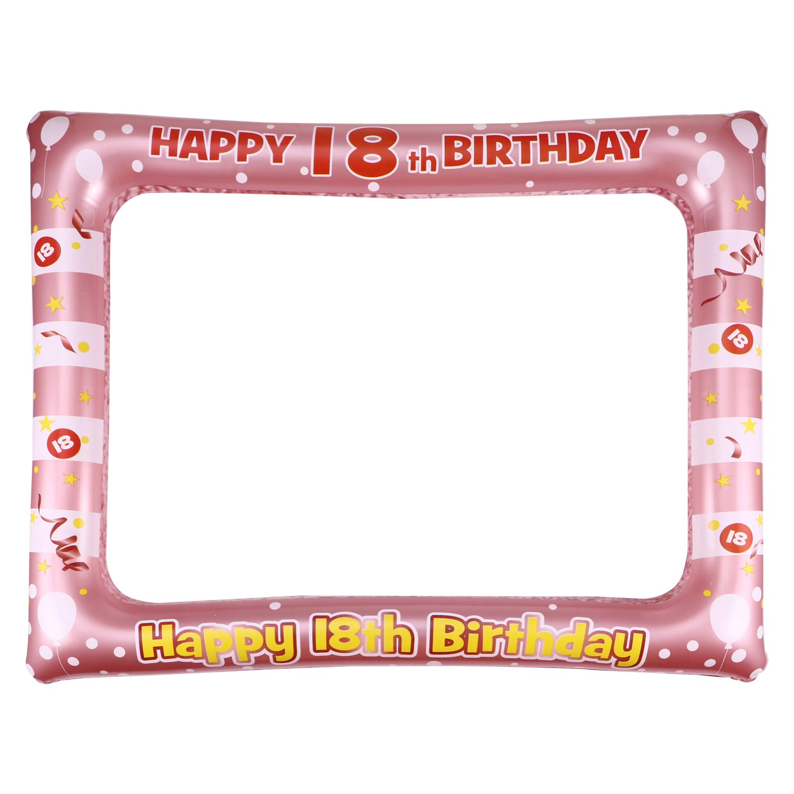 PRETYZOOM 18th Happy Birthday Frame Rose Golden Birthday Inflatable Selfie Frame Happy 18th Birthday Photo Frame Birthday Christmas Party Supplies (71x58cm)