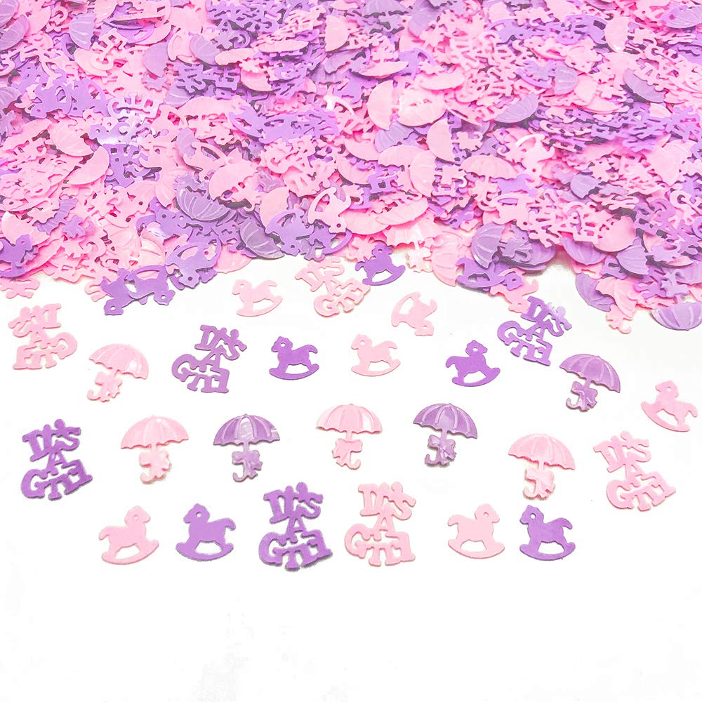 Baby Shower Confetti | Its A Girl | Glitter Confetti Sprinkles for Birthday Party Table Scatters Decoration | Mini Acrylic | 45g 1.6OZ 1500Pcs