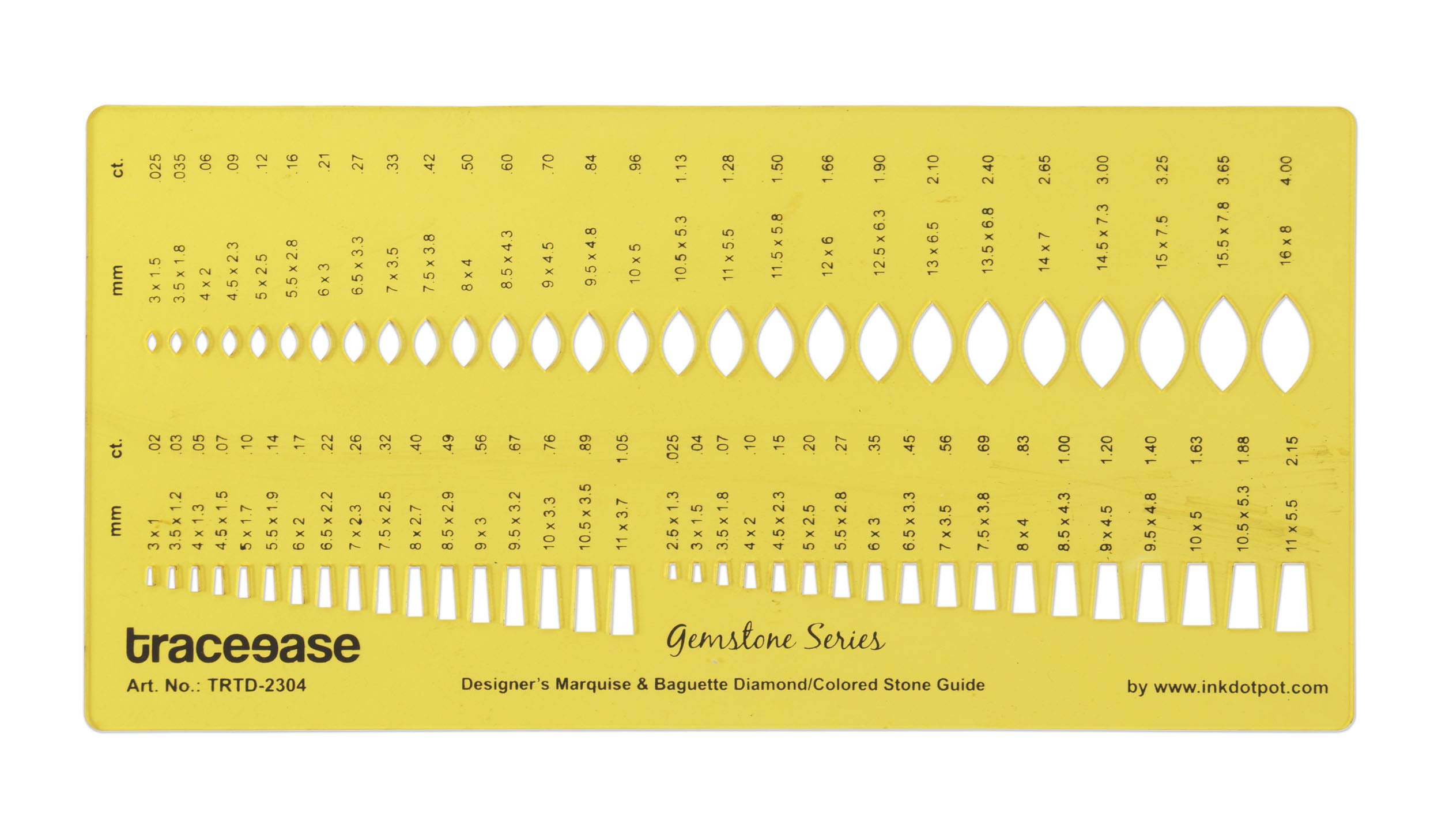 Traceease Designer Marquise & Baguette Diamond Gemstone Guide Jewelry Templates Drafting Tools Jewellery Designing Stencils