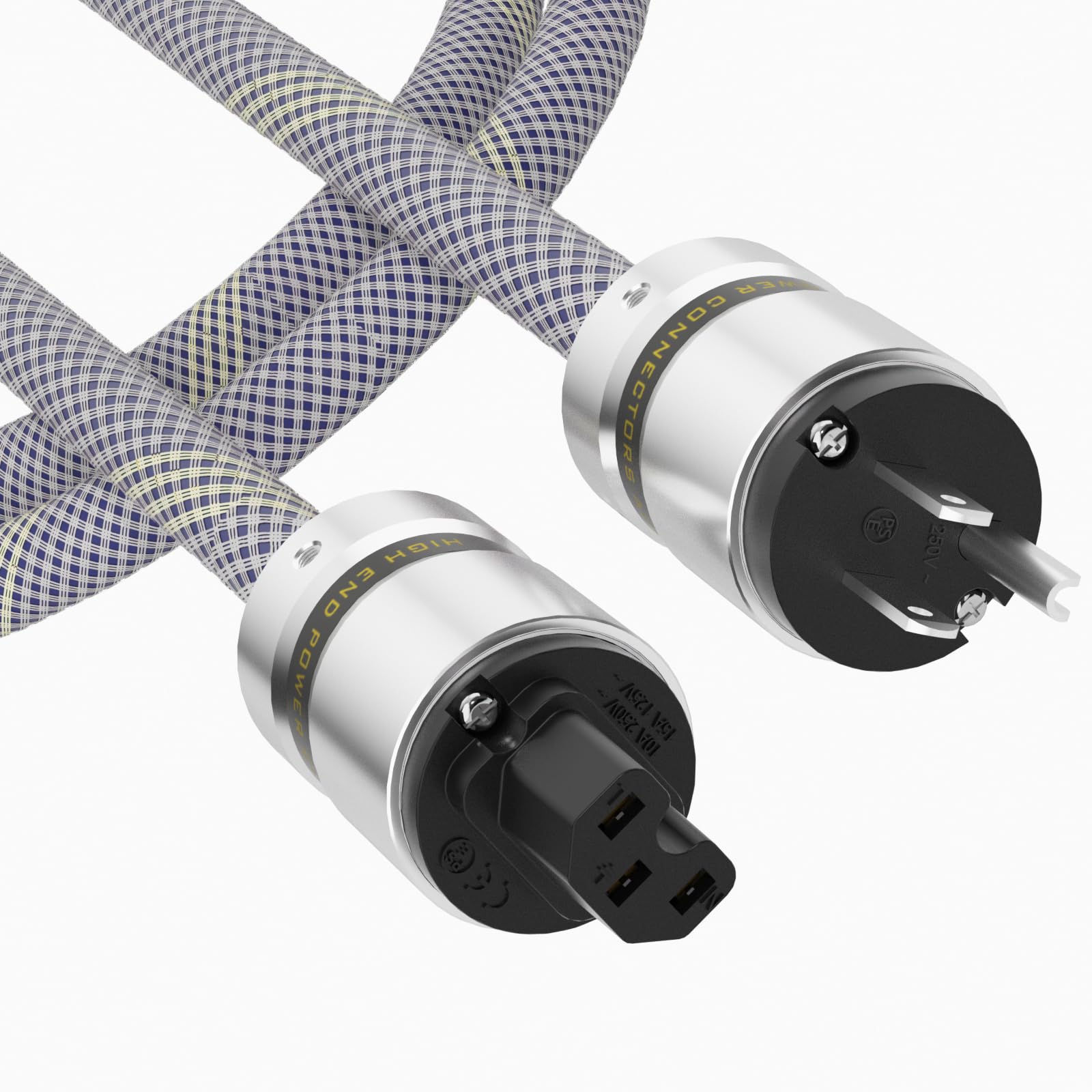 Photo 1 of Preffair HiFi Audio Power Cable 4N OFC Copper AC Power Cord,Rhodium Plated 3 Pin US Plug/C15 Female, 125V/15A for CD/DVD/Mixer/Amplifier/DAC Recorder. (Rhodium Plated 12 AWG, 1.0M / 3.3 Feet)