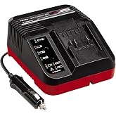 Einhell Original Charger Power X-Car Charger 3A Power X-Change (Li-Ion, 18 V, 12 V Plug, Permanent Battery Monitoring and Intelligent Charging Management, 7-Way Status LED Display)
