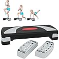 HomGarden 31" Adjustable Workout Aerobic Stepper in Fitness & Exercise Step Platform Trainer Stepper w/Risers Adjust 4"-6''-8''
